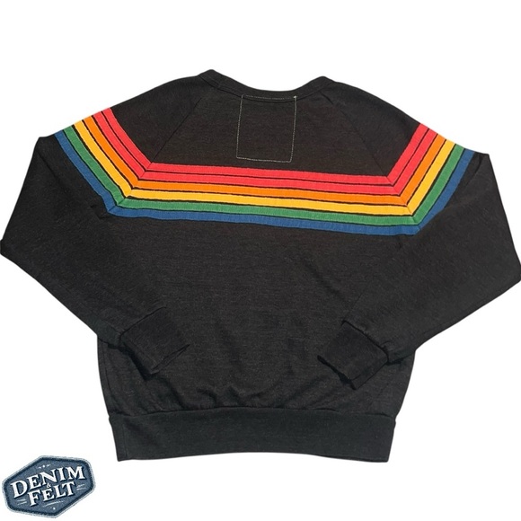 Aviator Nation Unisex Charcoal 6 Stripe Chevron Crewneck/Sweatshirt | PRELOVED🌈 - Picture 5 of 11